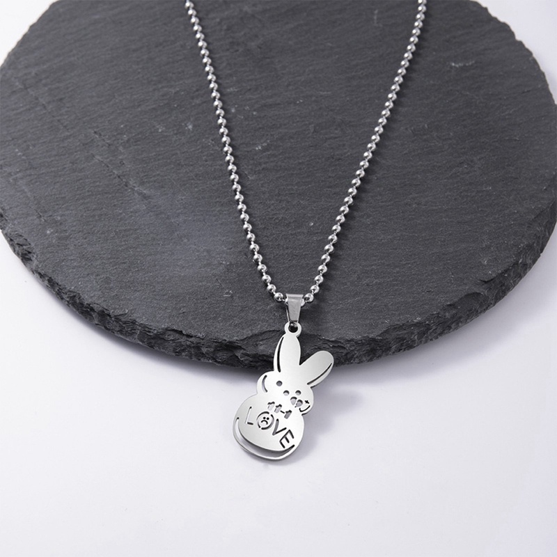 Kalung Rantai Klavikula Liontin Kelinci Ruffian Bahan Stainless Steel Untuk Pria Dan Wanita