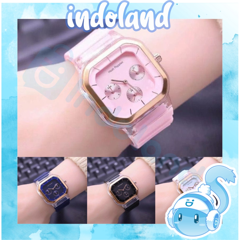 ☀ INDOLAND ☀ JT038 Jam Tangan Wanita Cewek Hosh Poppies Sergi Jarum Strap Rubber