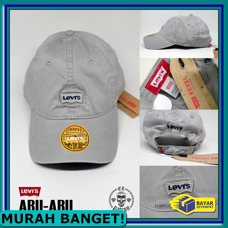 Topi Pria Dewasa Casual Hitam Polos Murah Kekinian Premium - Kode QF592 Topi Levis Batwing Logo Bas