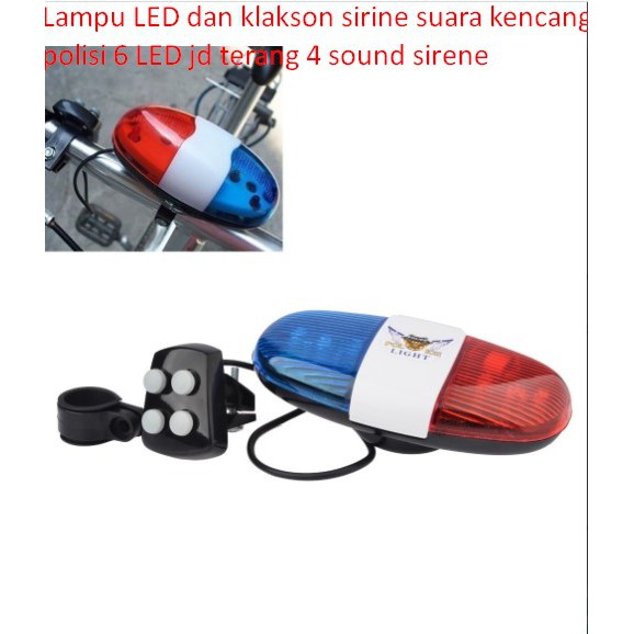 Lampu LED dan klakson sirine suara kencang polisi 6 LED jd terang 4 sound sirene