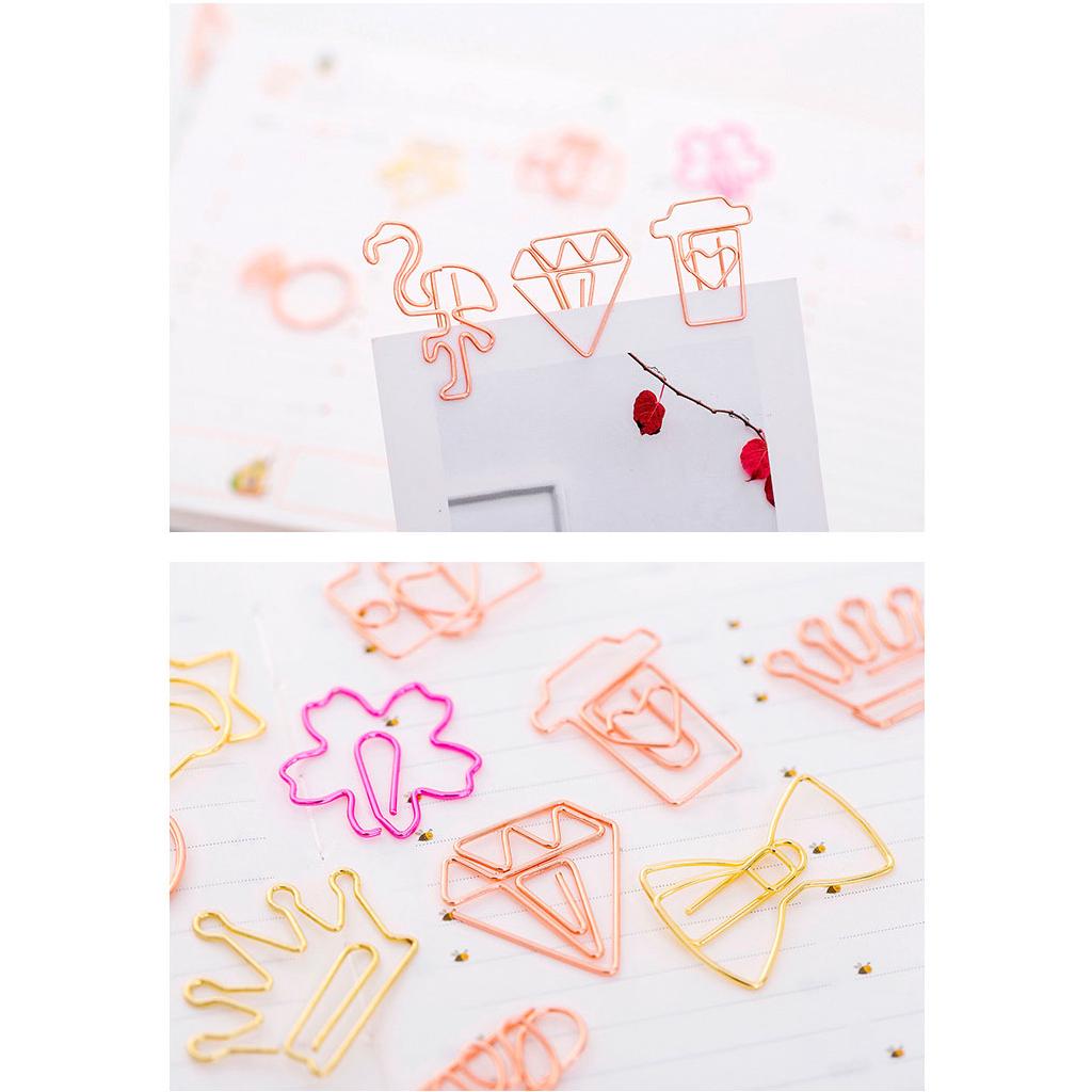 Klip Kertas Bookmark Lucu Naik Klip Emas Pin Sederhana
