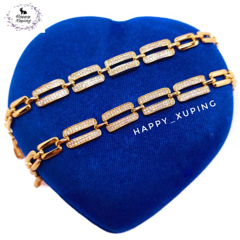 GELANG TANGAN XUPING ASLI TITANIUM FASHION KOREA LAPIS-EMAS MODEL EMAS XUPING ORIGINAL