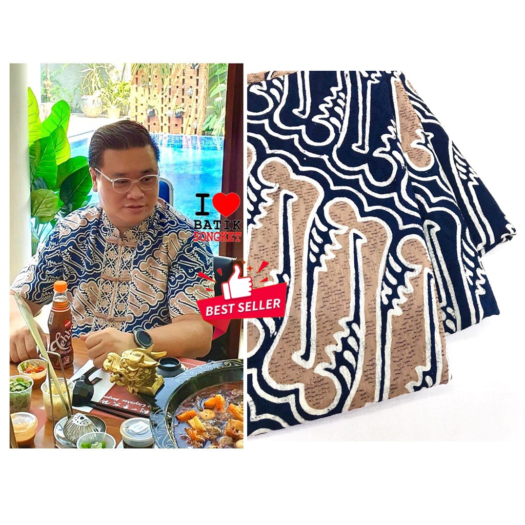 VISCOS NAVY PASTEL MOTIF 7 VISKOS VISCOSE BAHAN KAIN BATIK ATBM LERENG BIRU DONGKER