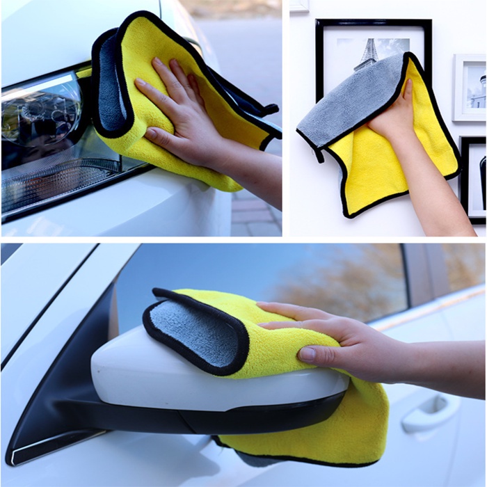 Lap Piring Microfiber 30X30CM Kain Lap Mobil Motor 2IN1 Kuning Anti Minyak/Anti Air / Kain Lap Meja Dapur Serbaguna 16x27CM 30 X 30 CM