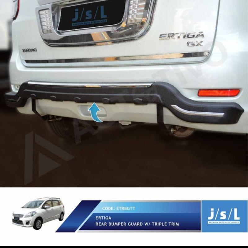 pengaman belakang Ertiga rear bumper guard triple trim chrome jsl