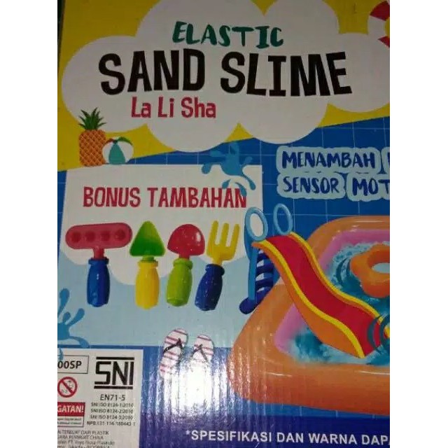 Mainan Anak Pasir Ajaib Elastic Sand Slime Plus Nampan Tatakan Edukasi - Mainan Anak