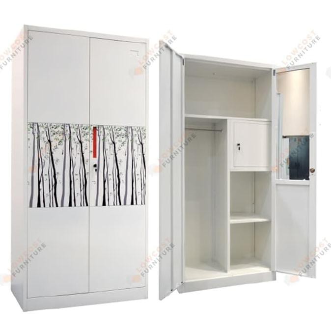 [[BISA COD]] Lemari Pakaian Besi Full Anti Banjir Minimalis Kaca Dalam