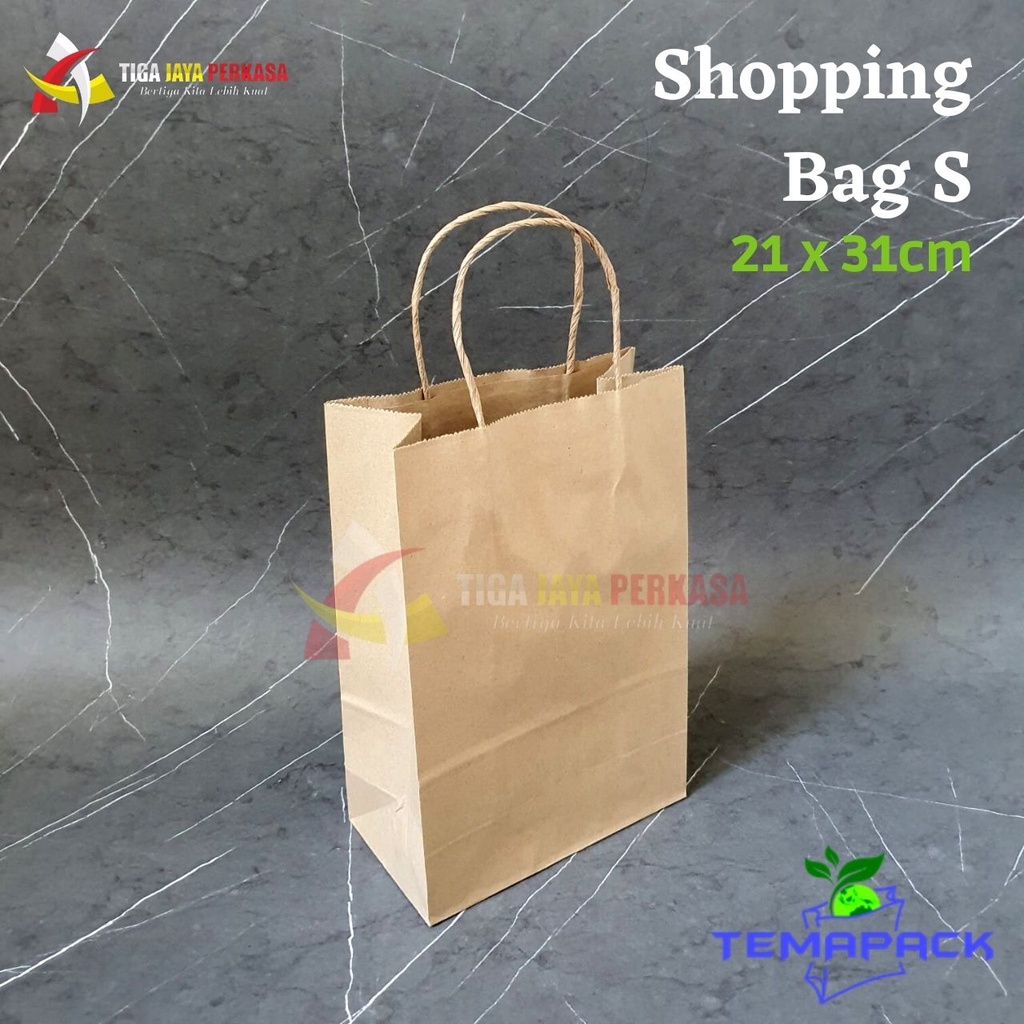 

Shopping Bag S / Paper Bag Coklat 21 x 10.5 x 31 cm Kantong Tas @50pcs