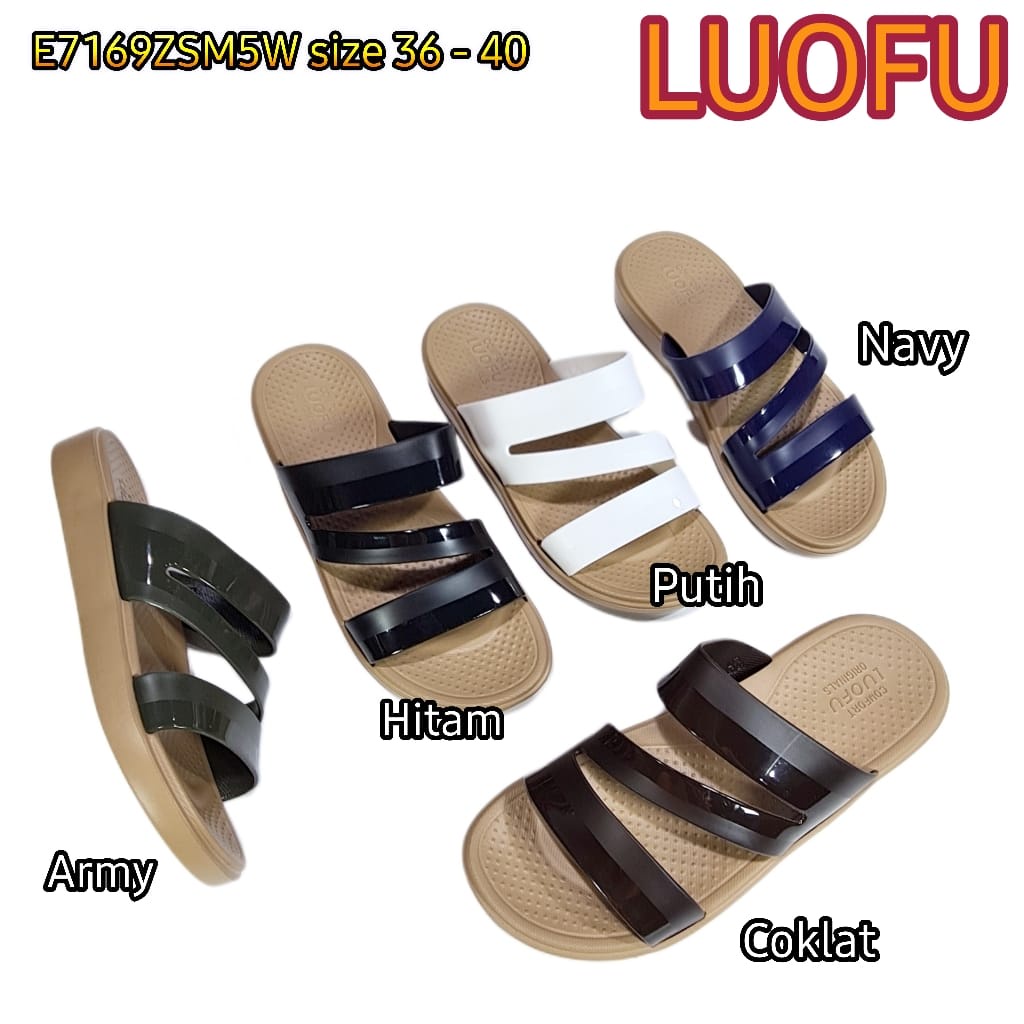 LUOFU ORIGINAL jelly sandal karet empuk murah selop wanita import sendal wanita E7169ZSM5W