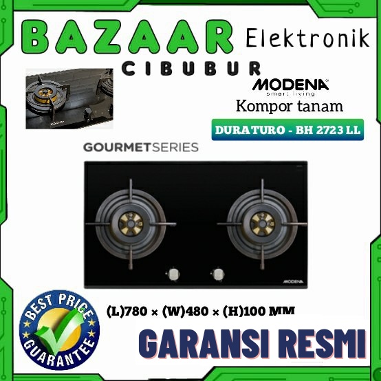 MODENA BH2723LL KOMPOR TANAM MODENA 2 TUNGKU BH 2723 LL BUILT IN GAS HOB