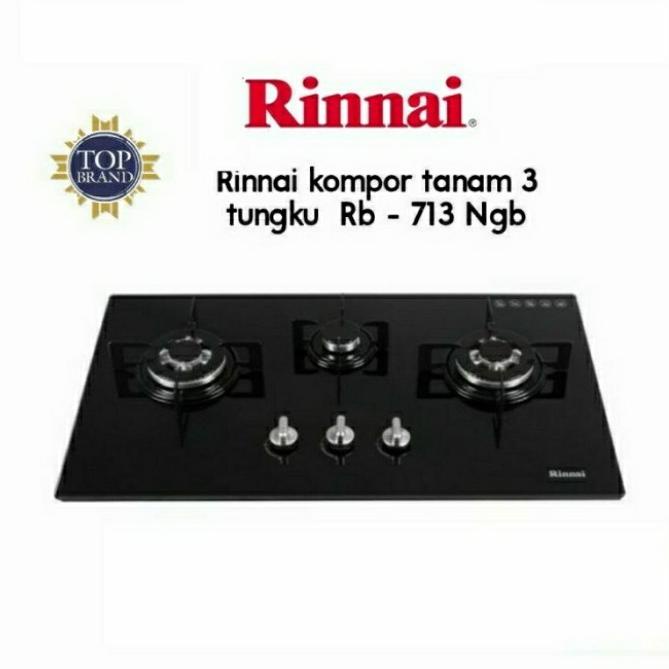 Rinai Kompor Gas Tanam Rinnai 3 Tungku Rb-713 N Gb Rb713 Ngb Glass Rereeegrosirr