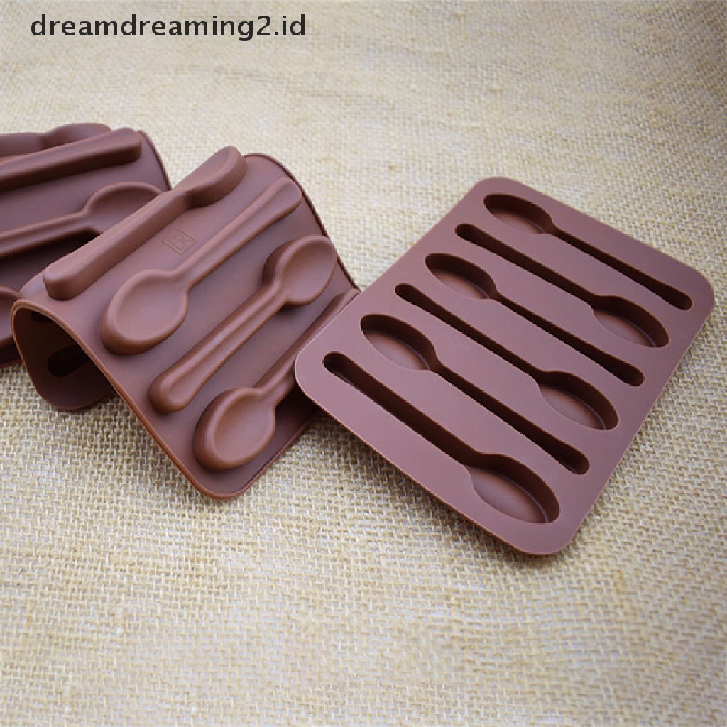 (LIKE) Cetakan Sabun / Cokelat 3D Bentuk Sendok 6 Lubang Bahan Silikon