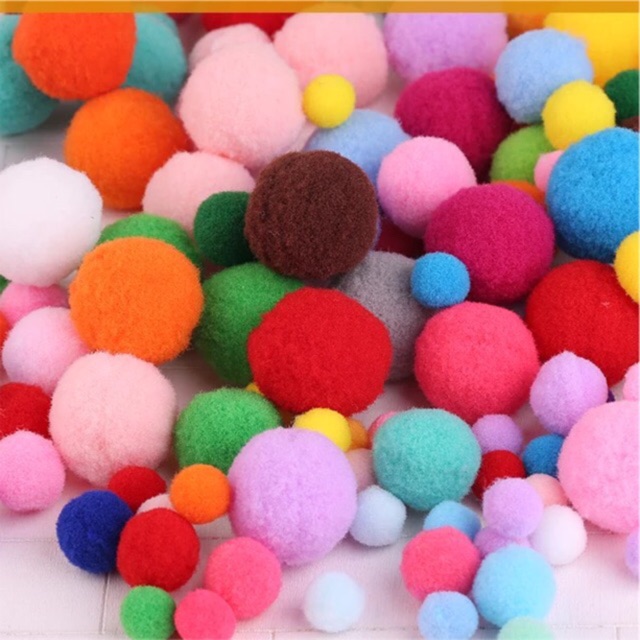 Bahan bola bulu bola (isi 25pcs mix size) pompom pola