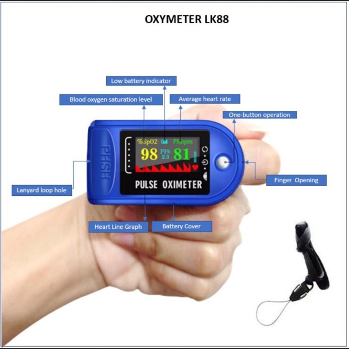 Pulse Oximeter Oxymeter LK88 OLED Fingertip SP02 Ukur Saturasi Oksigen