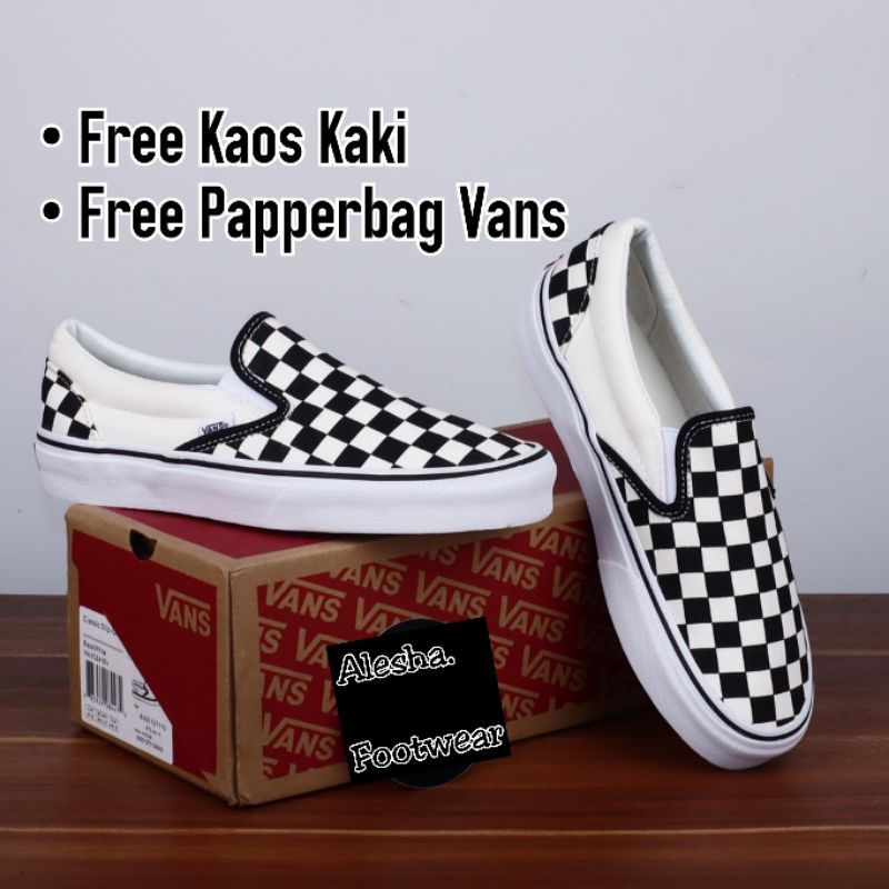 Sepatu Vans Slip On CheckerBoard Classic / Sepatu Vans Catur Klasik Premium Terlaris