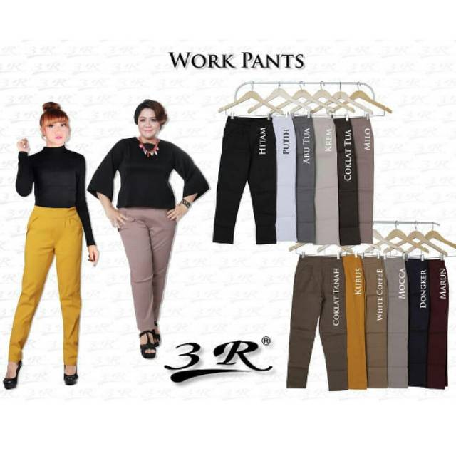  Work  pants  celana kerja wanita  bahan katun twill tebal 