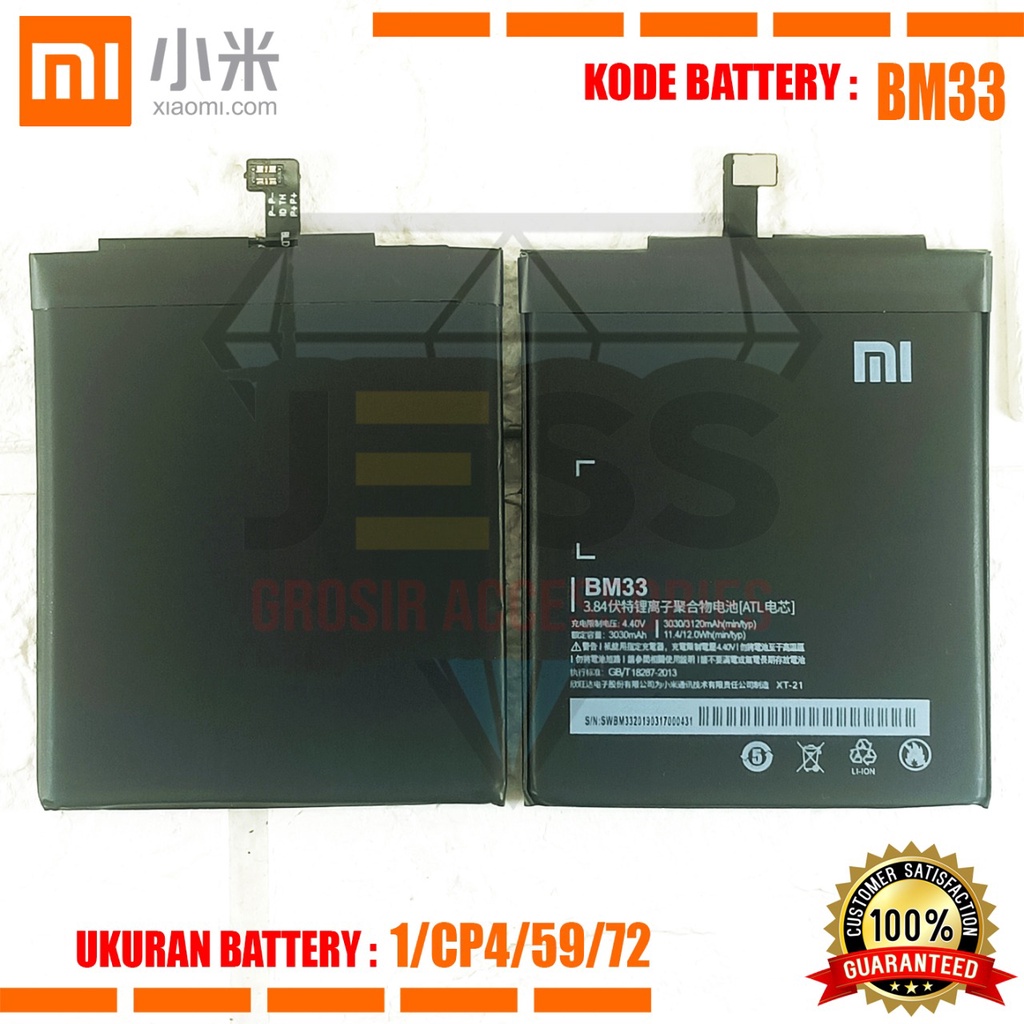 Baterai Battery Original Xiaomi BM33 &amp; BM-33 For type HP Batre Mi 4i - Mi4i