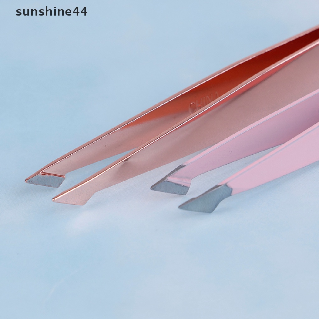 Sunshine Pinset Stainless Steel Ujung Miring Untuk Merapikan Alis