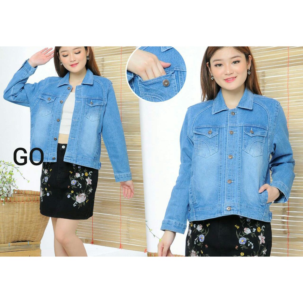 gof JAKET JEANS POLOS VENESIA Jaket Polos Cewek