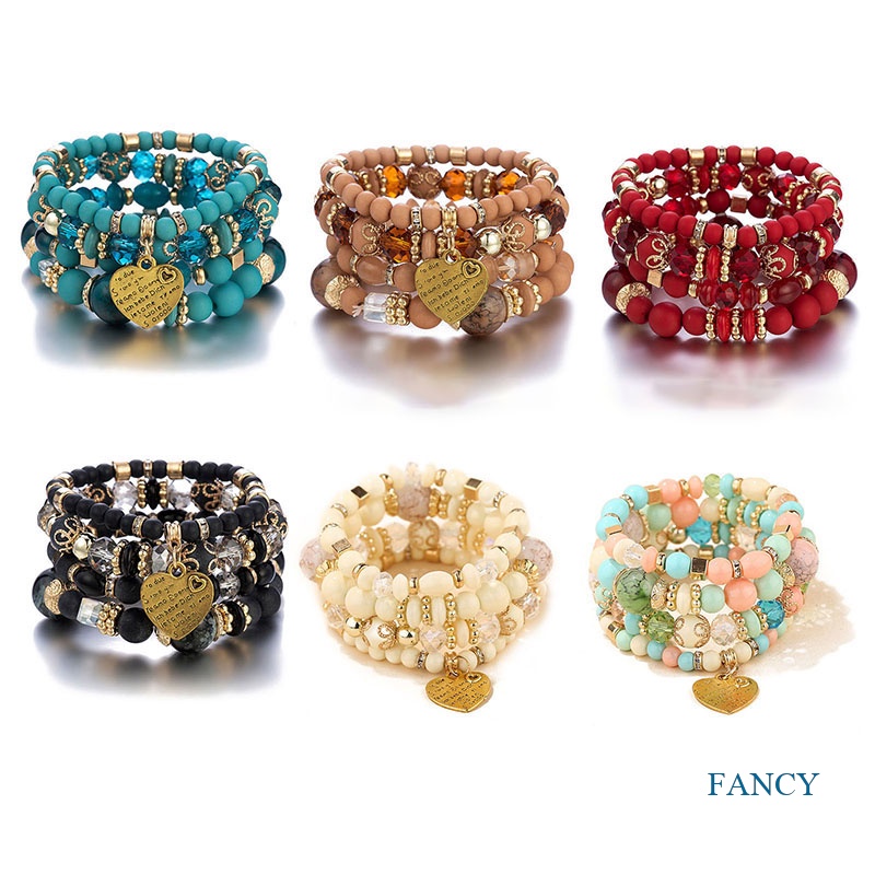 4pcs / Set Gelang Tangan Wanita Desain Manik Sayap Gaya Bohemia Untuk Pesta / Hadiah