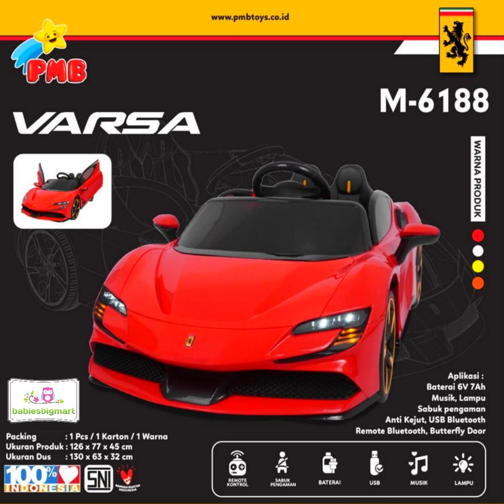 Mainan Mobil Aki Anak PMB M 6188 Ferrari Varsa SF90 Stradale M 6188