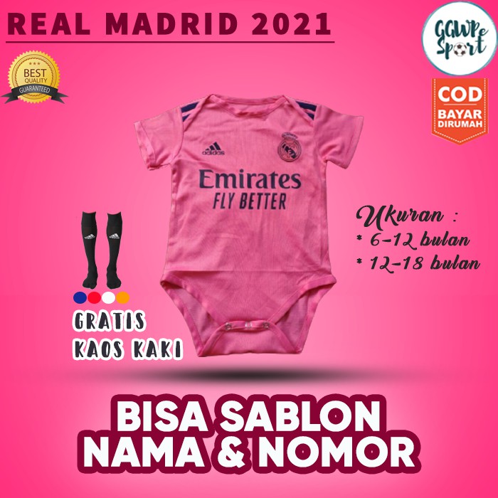 JUMPER BAYI BAJU BOLA BAYI LAKI LAKI REAL MADRID PINK 2021 IMPORT TERBARU KUALITAS JAMINAN TERBAIK