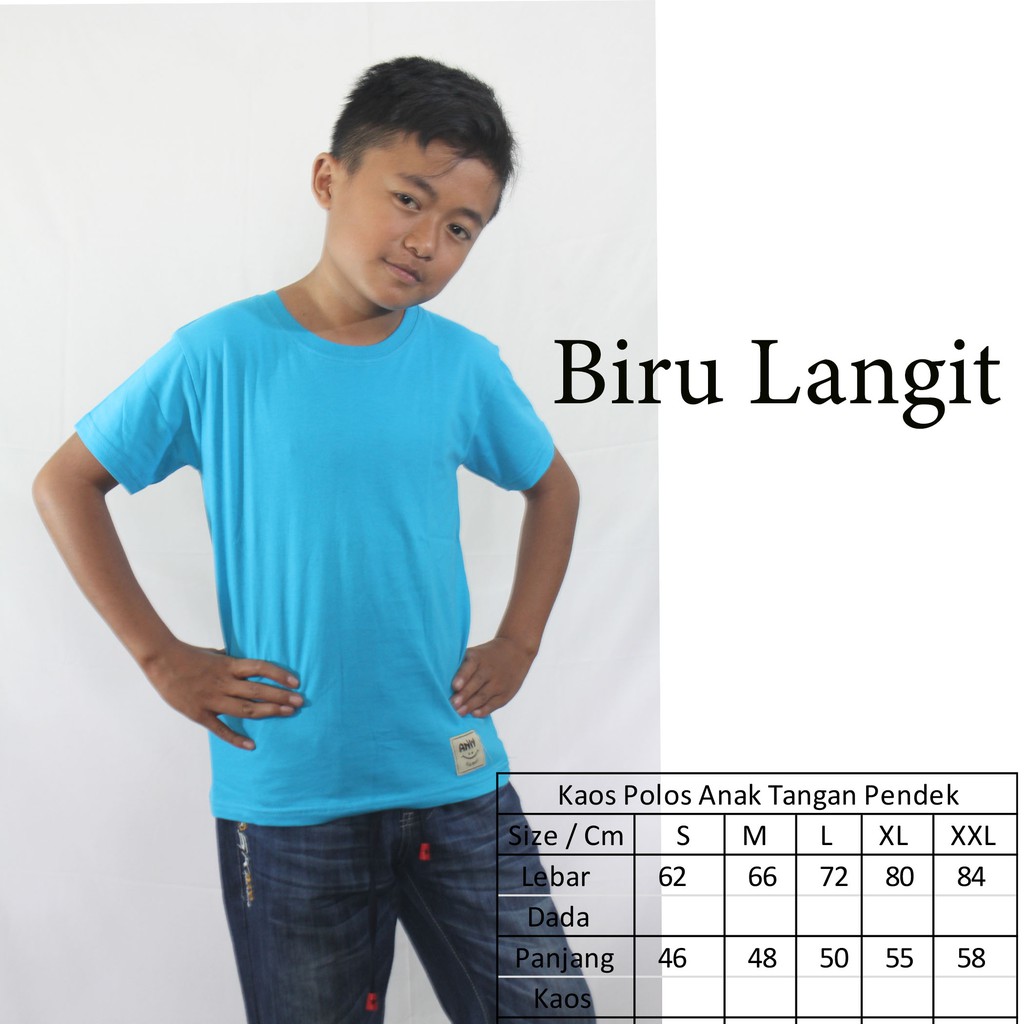KAOS POLOS ANAK COWO PENDEK BIRU LANGIT