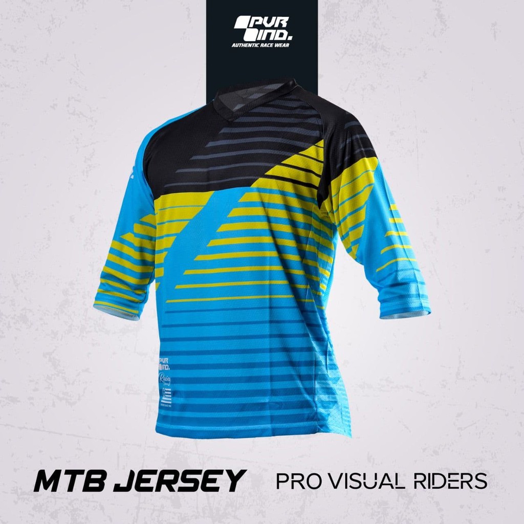 Jersey 3 4 PVR 05 Biru Hitam - Jerseys MTB Pro Visual Riders  - Jersey Sepeda adem - Jersey Downhill