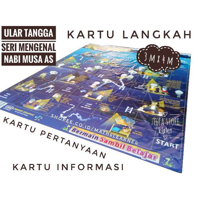 [3 m x 4 m] Ular Tangga Anak Sholeh Seri Mengenal Nabi Musa As Ukuran XL Karpet Jumbo Raksasa