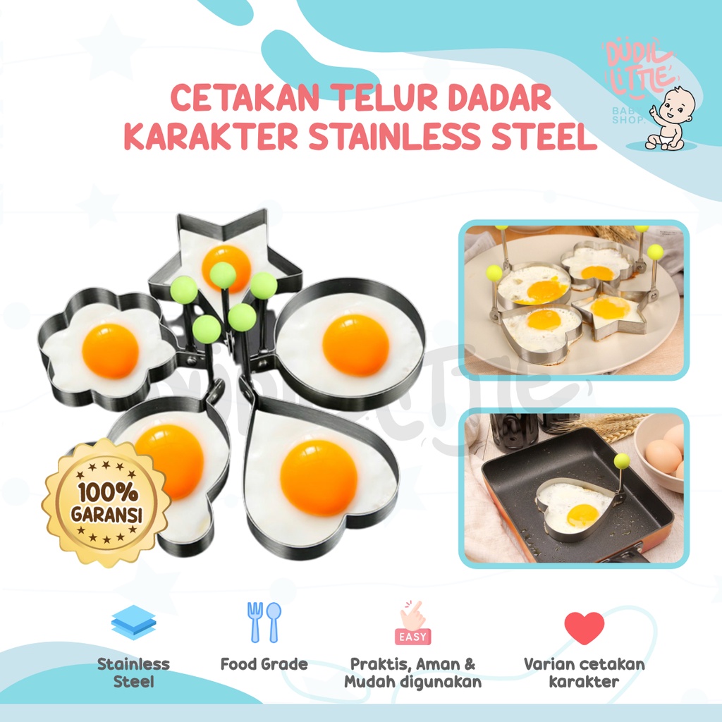 Cetakan telur karakter cetak telor ceplok dadar goreng stainless steel pancake 100% bergaransi