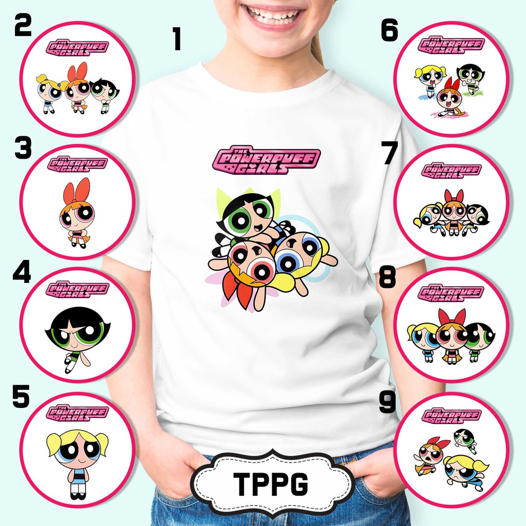 [KAOS ANAK] Power Puff oblong custom tshirt laki perempuan boy girl santai rumah nama katun cotton