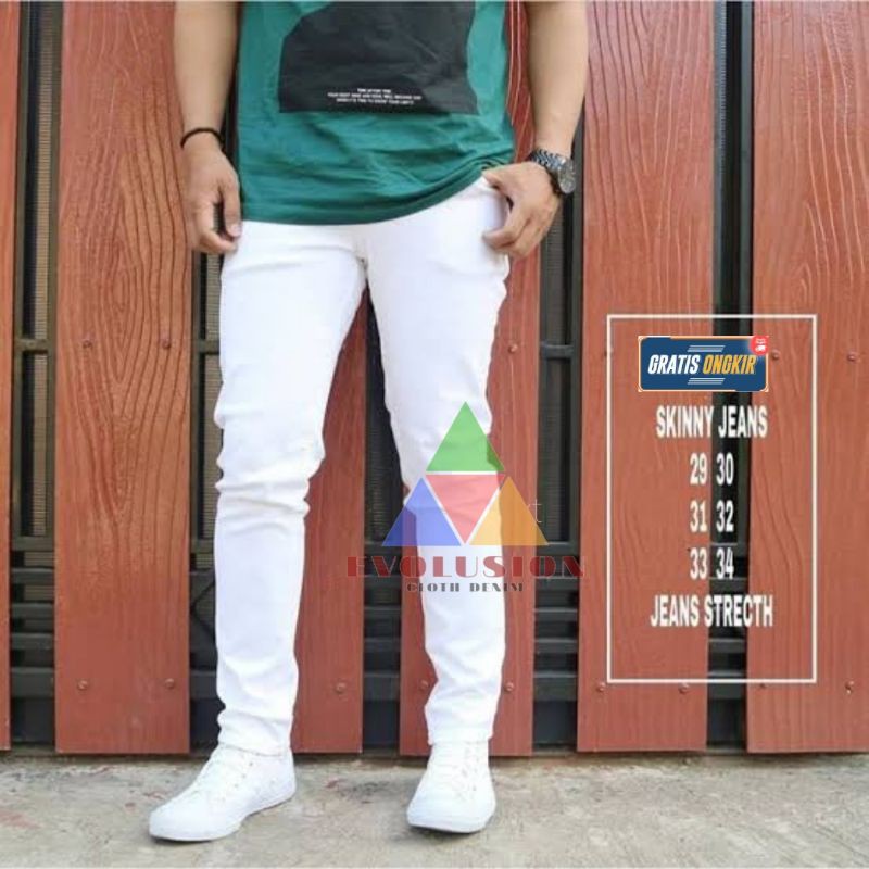 [COD] Celana Jeans Pria Sobek Lutut Ripped putih