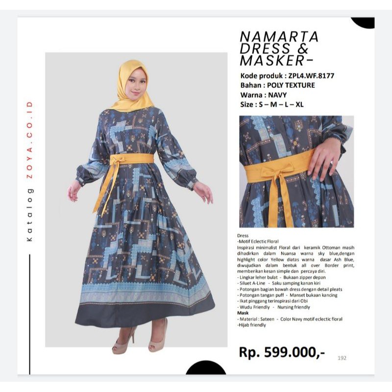 ZOYA GAMIS WANITA NAMARTA DRESS + MASKER (NAVY)