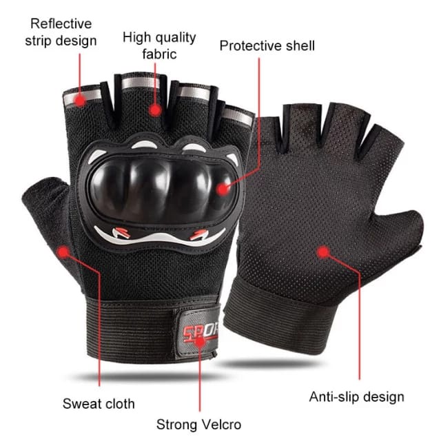 SARUNG TANGAN MOTOR PRIA DEWASA GLOVES SETENGAH JARI GLOVE KERJA SEPEDA BIKER WANITA TACTICAL HHF - 12-999