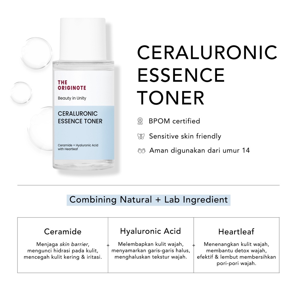 (READY) The Originote Ceraluronic Essence Toner 80ml - Toner Melembabkan dan Menjaga Skin Barrier with Ceramide, Hyaluronic Acid