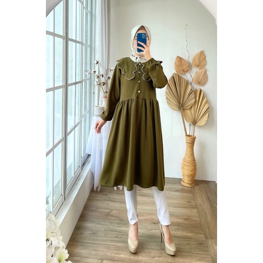 MIDI DRESS TUNIK AMEL KERAH JUMBO XXL KAOS SWEETY PREMIUM BUSUI BUMIL GROSIR PGMTA MURAH TWILL RAYON MUSLIM