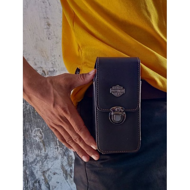 Dompet Pinggang Sarung Tempat Hp Kulit Pria 1 &amp; 2 Slot COD Bayar ditempat