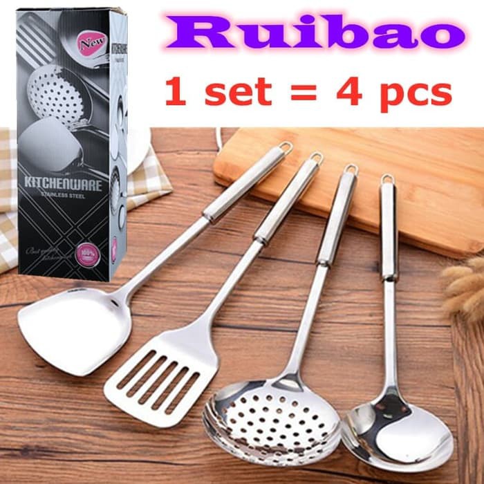 Spatula Set 4 ini 1 / Spatula / Sekop bocor / Saringan / Sendok sup A