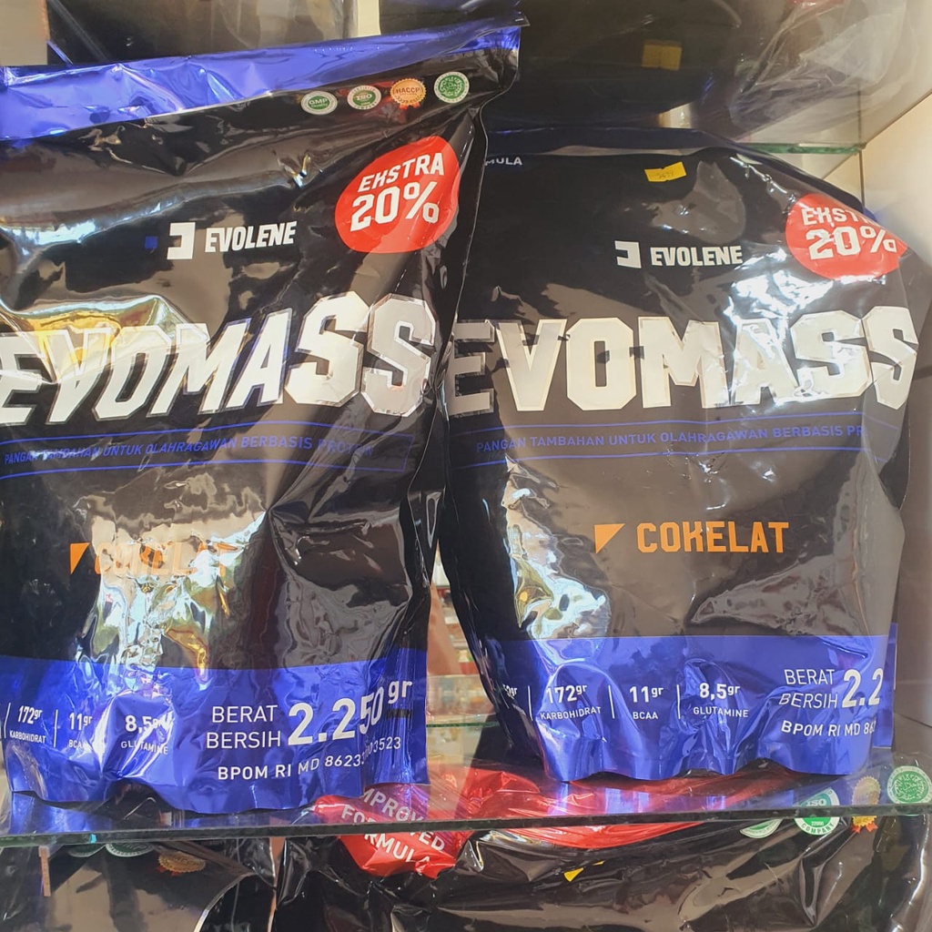 EVO MASS / EVOWHEY / ISOLENE BPOM HALAL MUI EVOMASS EVOLENE SUSU PROTEIN 2.25 KG KILOGRAM