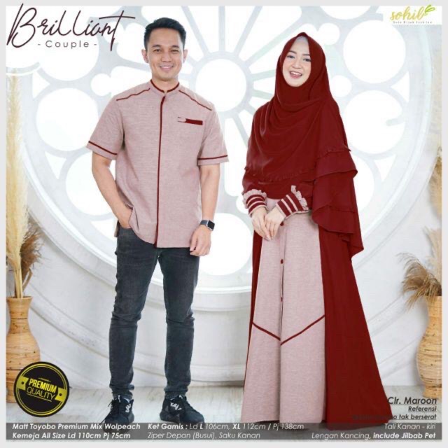 Brilian couple Original Sohib / Solo gamis+ Khimar & kemeja