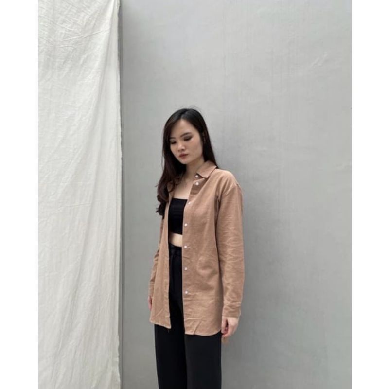 Olivia Shirt - Kemeja Oversize Linen Wanita - Kemeja Linen - oversized Linen