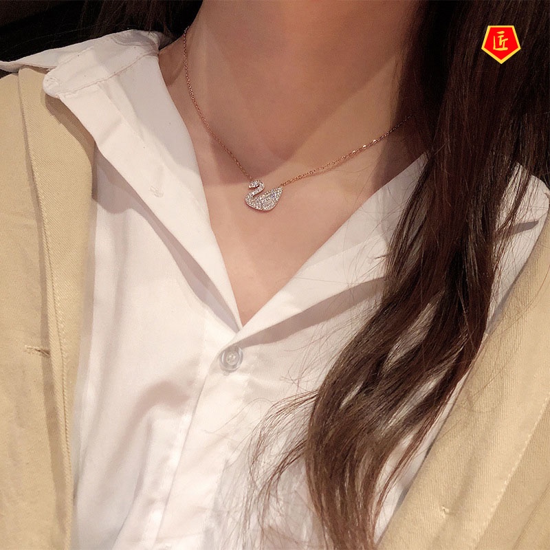 [Ready Stock]Women's Korean-Style Ins Swan Necklace Niche Design Light Luxury