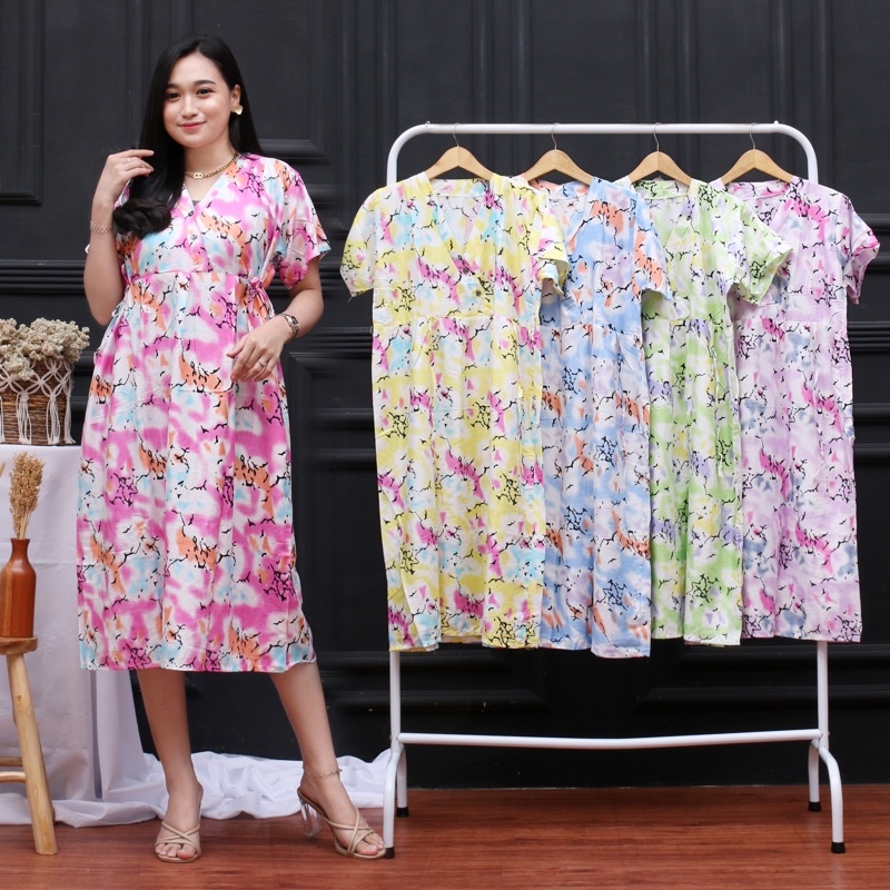 Daster Kimono Rayon Busui Murah Bahan Adem Halus Kekinian-KIMONO TIEDIE