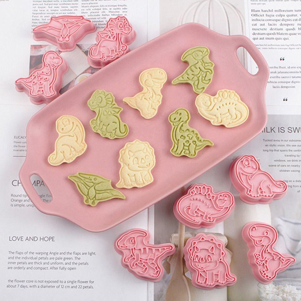 Solighter 8pcs/set Cetakan Biskuit Makanan Fondant Plunger Plastik Cetakan Kue