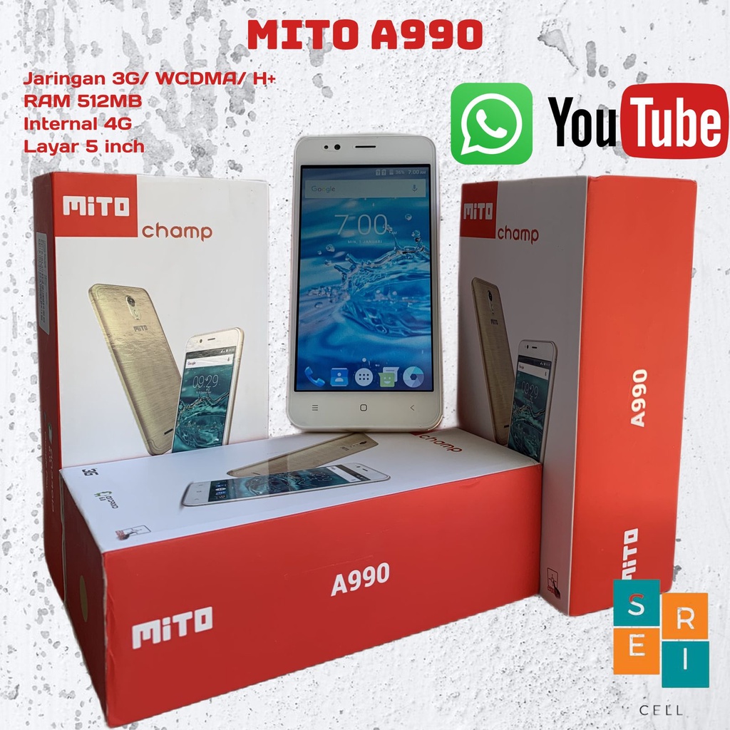HP MITO Android A990 Jaringan 3G Promo Cuci Gudang Murah Meriah RAM 512MB Internal 4GB