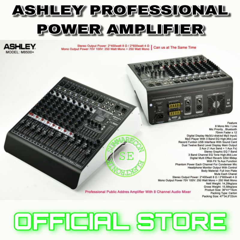 power mixer 8 channel original ashley m8500plus power mixer ashley