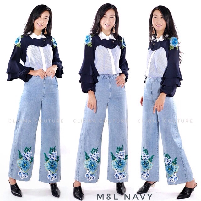 1744 PREMIUM KULOT JEANS BUNGA/Kulot/kulot jumbo/kulot wanita/kulot motif/cullote/celana kulot/kulot
