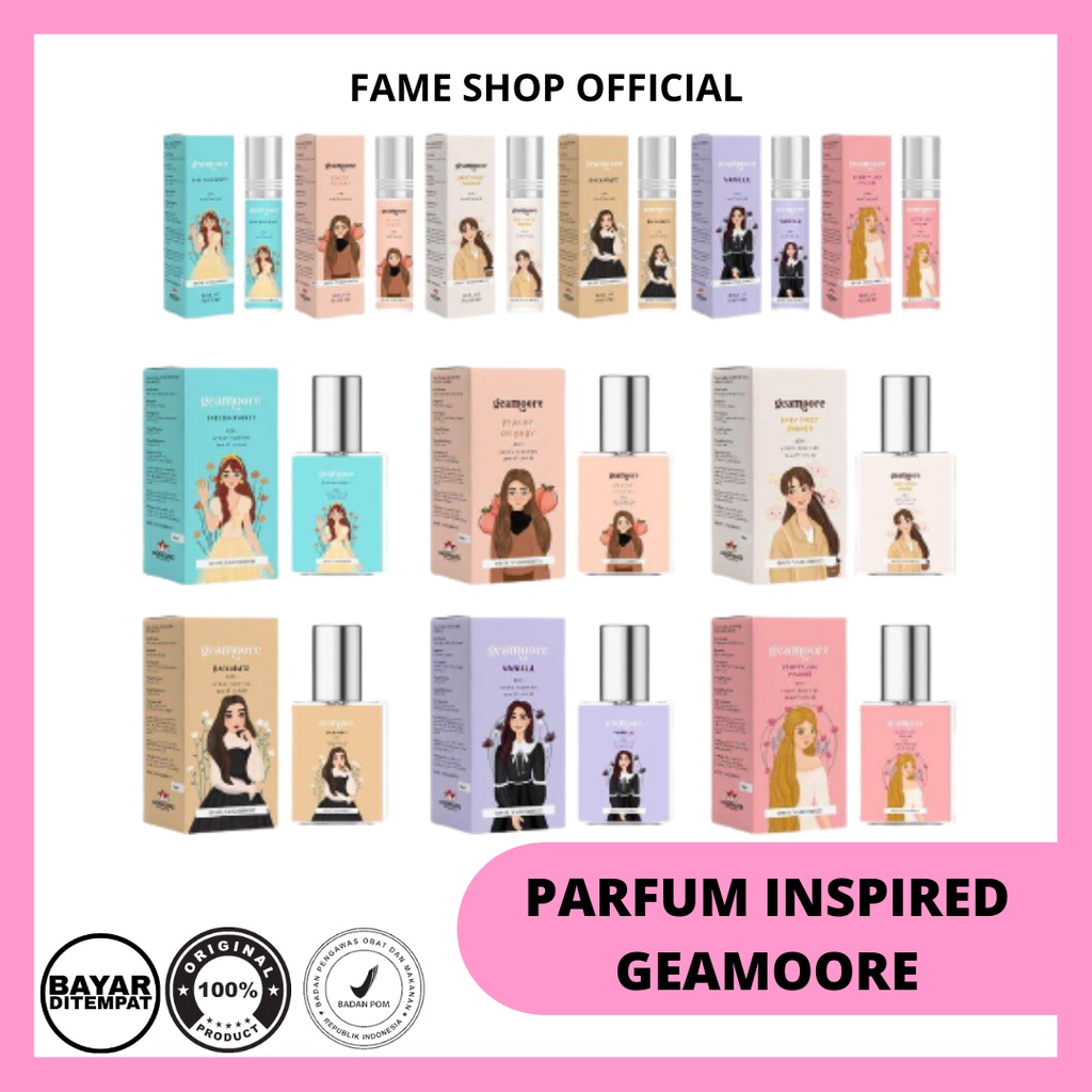 Geamoore Inspired Parfum 6 ml &amp; 30ml BPOM/Roll On &amp; Spray / Parfume Wanita Pria Unisex Tahan Lama