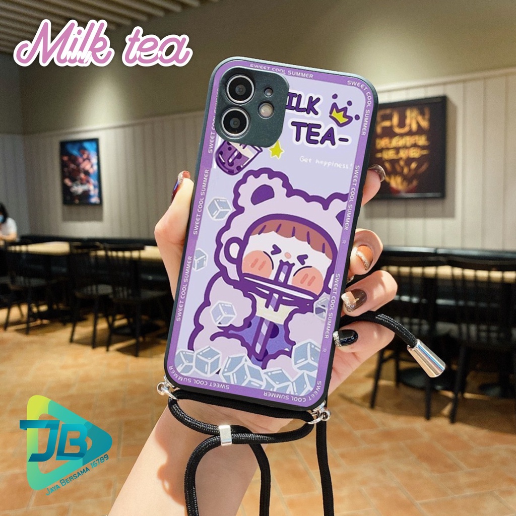 SOFTCASE SILIKON SLINGCASE TALI LANYARD STRAP PHONE MACARON PELINDUNG KAMERA MILK TEA OPPO VIVO SAMSUNG XIAOMI REALME IPHONE ALL TYPE JB5513