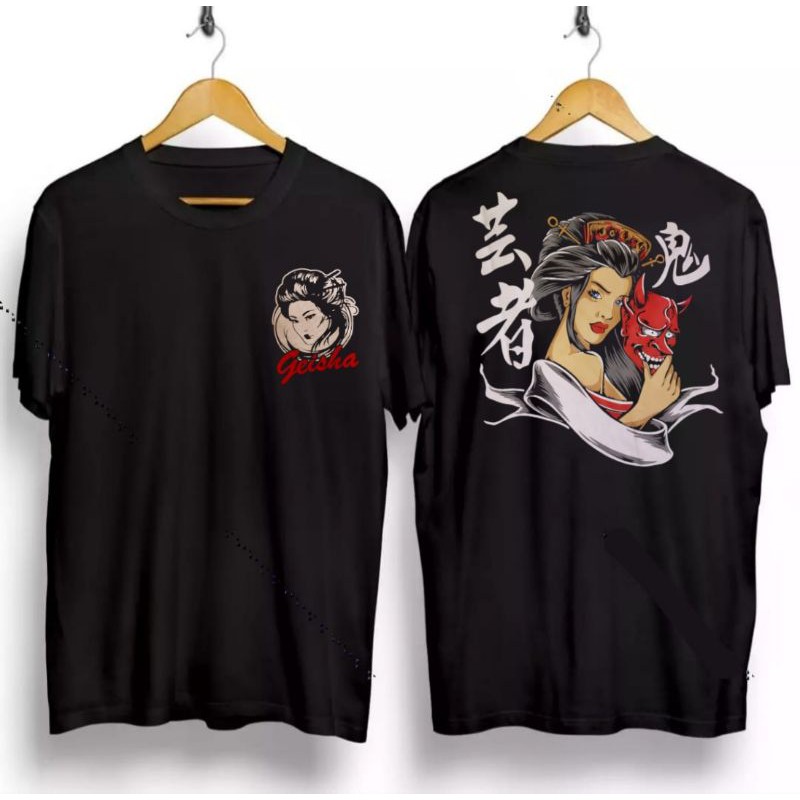 BAJU KAOS DISTRO cotton combad 30s TERBARU GEISHA TOPENG HITAM/shopocollect kaos terbaru/BAJU KAOS/BAJU DISTRO/BAJU COWOK/KAOS HITAM PRIA